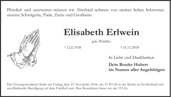 Anzeige von Elisabeth Erlwein von MGO