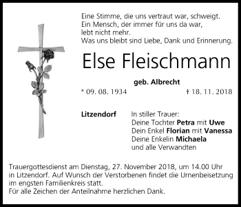 Anzeige von Else Fleischmann von MGO