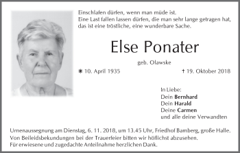 Anzeige von Else Ponater von MGO
