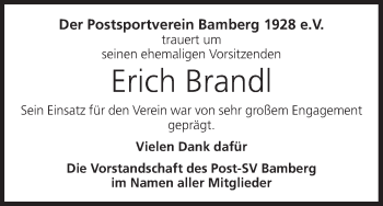 Anzeige von Erich Brandl von MGO