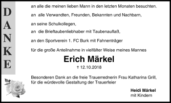 Anzeige von Erich Märkel von MGO
