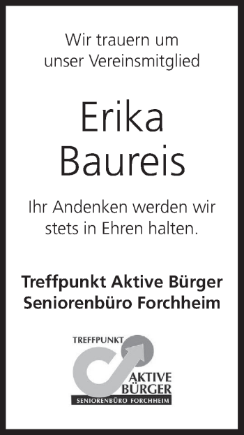 Anzeige von Erika Baureis von MGO