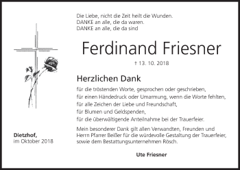 Anzeige von Ferdinand Friesner von MGO