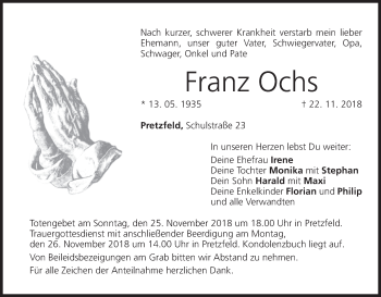 Anzeige von Franz Ochs von MGO