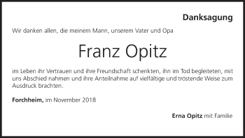 Anzeige von Franz Opitz von MGO