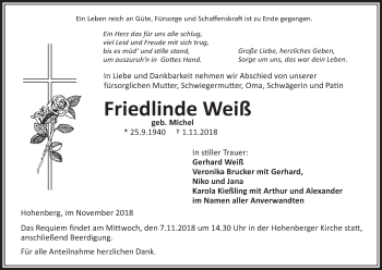 Anzeige von Friedlinde Weiß von MGO