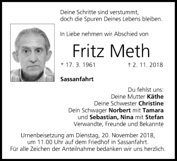Anzeige von Fritz Meth von MGO