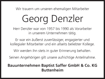 Anzeige von Georg Denzler von MGO