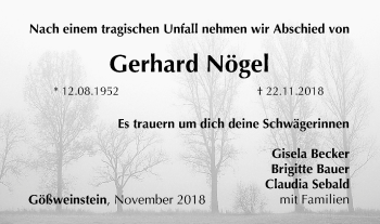 Anzeige von Gerhard Nögel von MGO