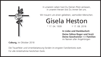 Anzeige von Gisela Heston von MGO