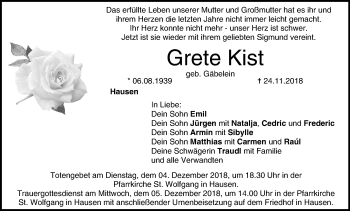 Anzeige von Grete Kist von MGO