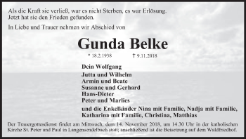 Anzeige von Gunda Belke von MGO