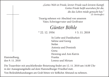 Anzeige von Günter Böhle von MGO