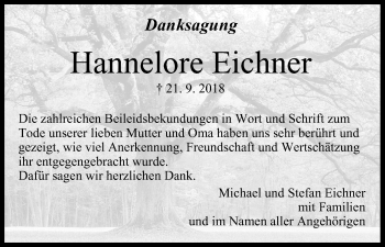 Anzeige von Hannelore Eichner von MGO