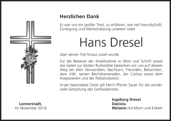 Anzeige von Hans Dresel von MGO