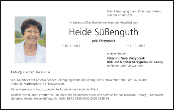 Anzeige von Heide Süßenguth von MGO