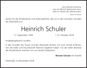 Anzeige von Heinrich Schuler von MGO