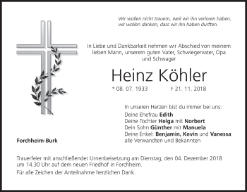 Anzeige von Heinz Köhler von MGO