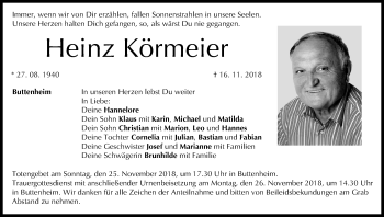 Anzeige von Heinz Körmeier von MGO