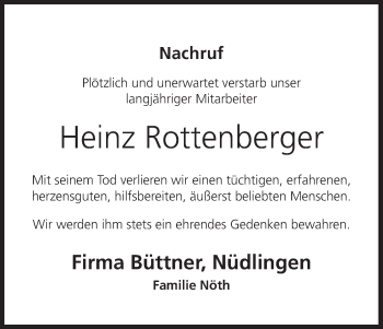 Anzeige von Heinz Rottenberger von MGO