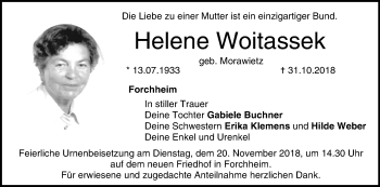 Anzeige von Helene Woitassek von MGO