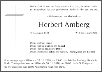 Anzeige von Herbert Amberg von MGO