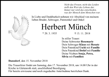 Anzeige von Herbert Münch von MGO