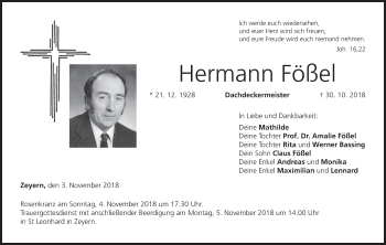 Anzeige von Hermann Fößel von MGO