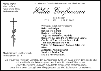 Anzeige von Hilde Großmann von MGO