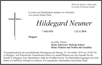 Anzeige von Hildegard Neuner von MGO