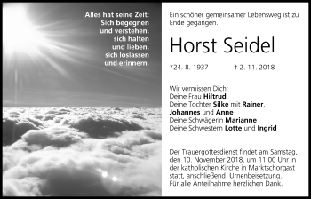 Anzeige von Horst Seidel von MGO