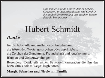 Anzeige von Hubert Schmidt von MGO
