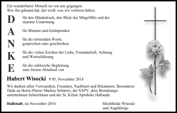 Anzeige von Hubert Wisocki von MGO