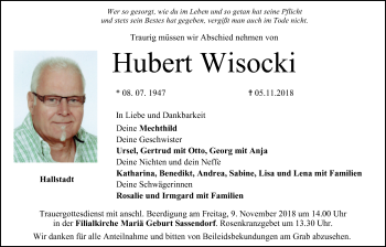 Anzeige von Hubert Wisocki von MGO