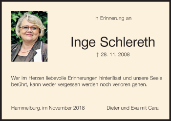 Anzeige von Inge Schlereth von MGO