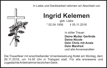 Anzeige von Ingrid Kelemen von MGO