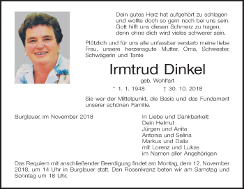 Anzeige von Irmtrud Dinkel von MGO