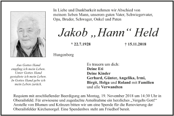 Anzeige von Jakob  Held von MGO