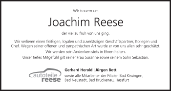 Anzeige von Joachim Reese von MGO