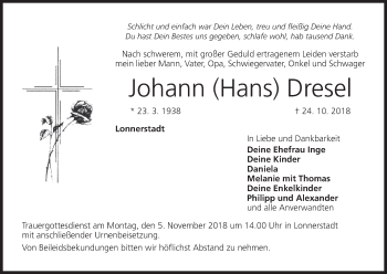 Anzeige von Johann Dresel von MGO
