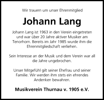 Anzeige von Johann Lang von MGO