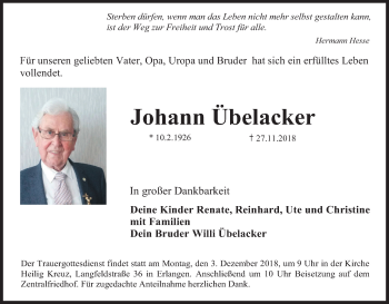 Anzeige von Johann Übelacker von MGO