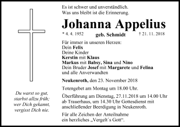 Anzeige von Johanna Appelius von MGO