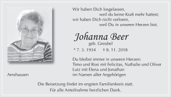 Anzeige von Johanna Beer von MGO