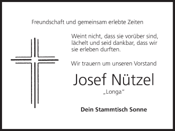 Anzeige von Josef Nützel von MGO