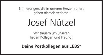 Anzeige von Josef Nützel von MGO
