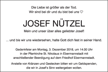 Anzeige von Josef Nützel von MGO