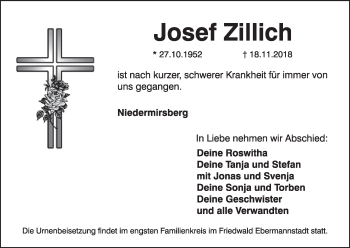 Anzeige von Josef Zillich von MGO