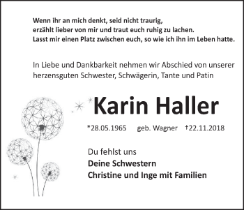 Anzeige von Karin Haller von MGO