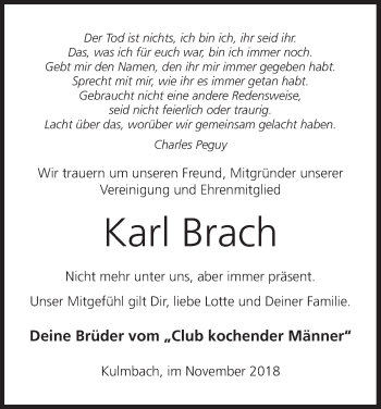 Anzeige von Karl Brach von MGO